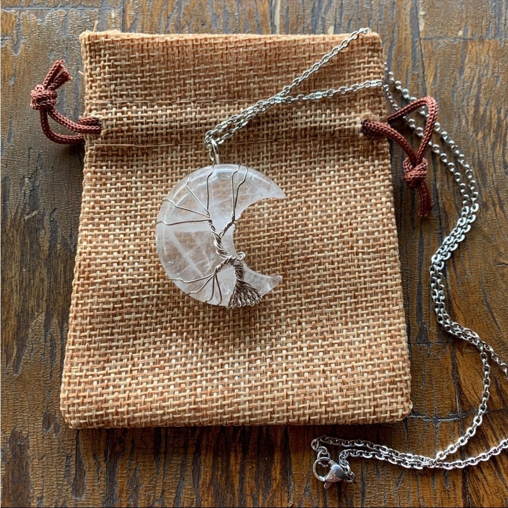 Clear Quartz Necklace Clear Quartz Pendant with Stainless Steel Chain